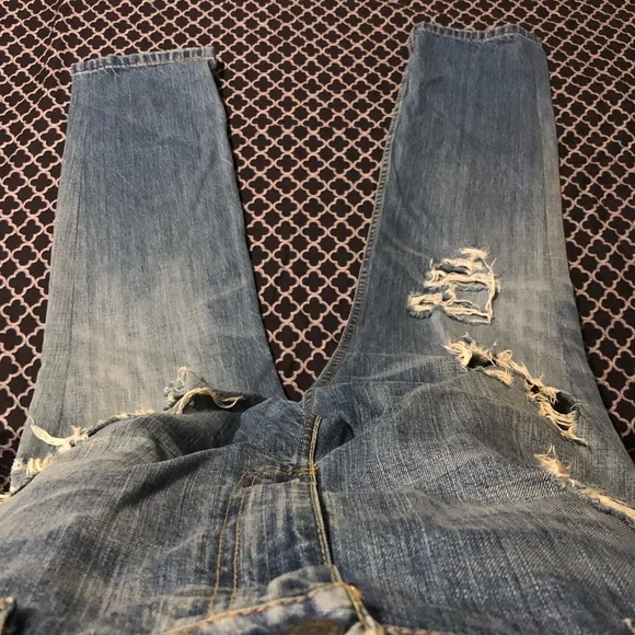 Levi’s 514 Mens Distressed Denim Light Blue Jeans Sz 40 X 32 Straight Leg